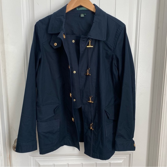 LRL • Ralph Lauren • Cotton Utility Jacket • Navy / Gold Toggle Closure • Size L - Picture 9 of 10